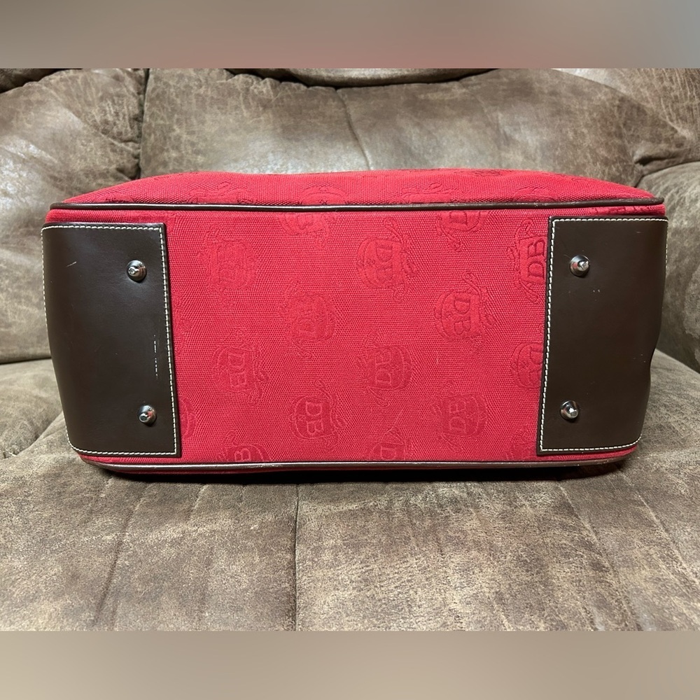 Dooney & Bourke Vintage Double Handle-Tote Satchel Donegal Crest Red-Brown Bag - Picture 14 of 17